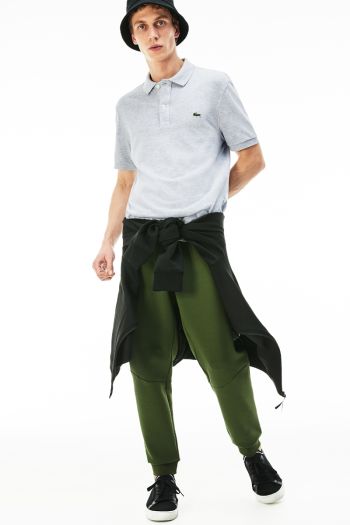 Men's tight-fitting polo shirt in petit piqué