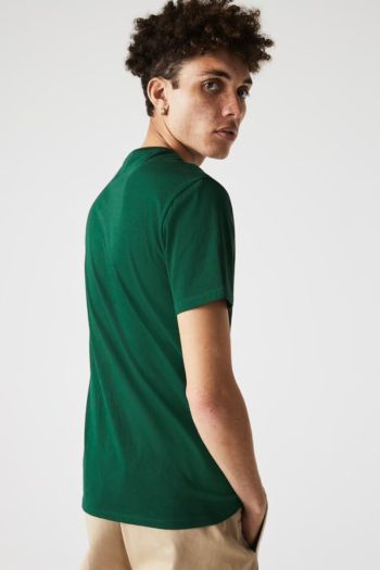 T-shirt a girocollo in jersey di cotone Pima tinta unita uomo Verde