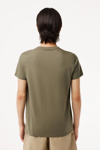 T-shirt a girocollo in jersey di cotone Pima tinta unita uomo Verde oliva