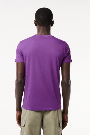T-shirt a girocollo in jersey di cotone Pima tinta unita uomo Viola