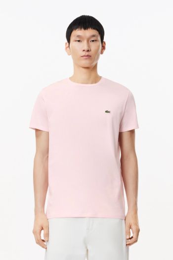 T-shirt a girocollo in jersey di cotone Pima tinta unita uomo Rosa