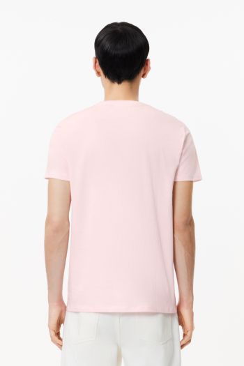T-shirt a girocollo in jersey di cotone Pima tinta unita uomo Rosa
