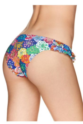Women printed swim bottoms with double frill