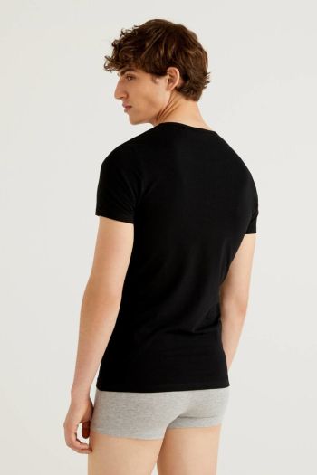 T-shirt girocollo in cotone biologico uomo Nero