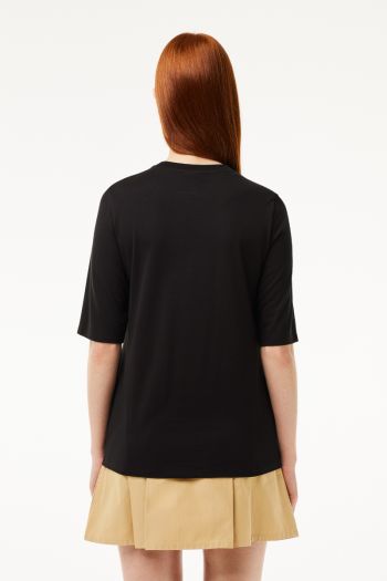 T-shirt in cotone con collo rotondo donna Nero