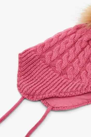 Cappello in lana lavorata a maglia bambina Rosa