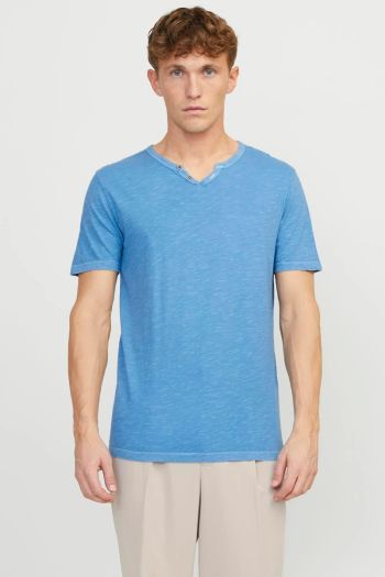 T-shirt con scollatura a V uomo Azzurro
