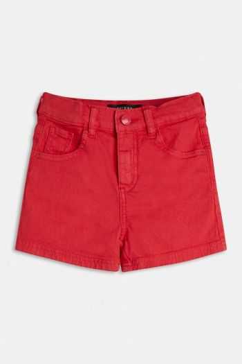 Shorts in denim con logo posteriore Ragazza Rosso