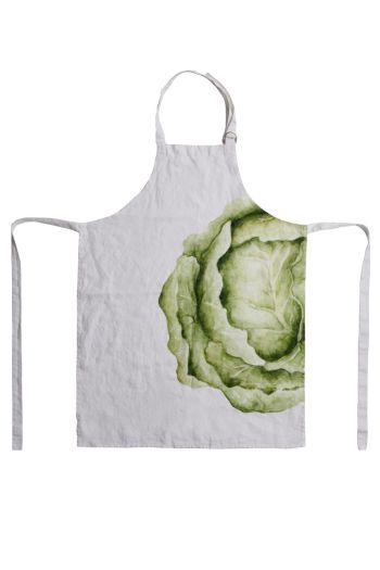 Linen apron with cabbage decoration