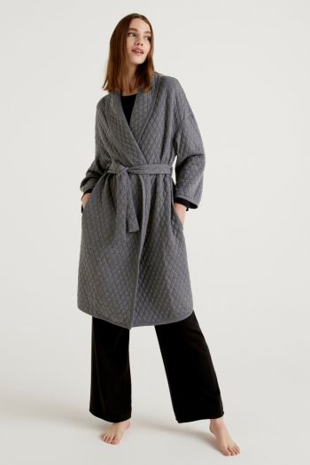 Quilted dressing gown with women's belt
