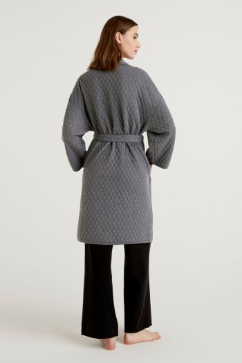 Quilted dressing gown with women's belt
