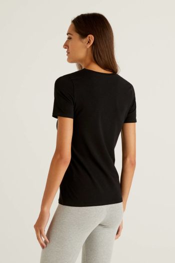 T-shirt in cotone bio super stretch donna Nero