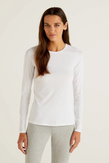 T-shirt manica lunga super stretch donna Bianco