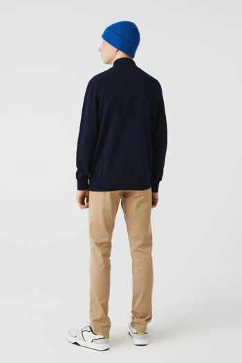 Pullover with zip and high neck in organic cotton for men