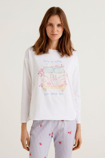 Cotton T-shirt with woman print