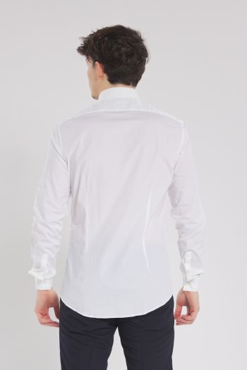 Camicia Formale In Popeline Slim Bianco