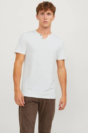 T-shirt melange scollo con spacchetto uomo Bianco