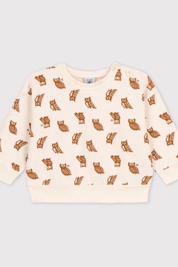 Baby cotton owl motif sweatshirt