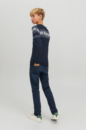 Crew-neck pullover with boy's Christmas print