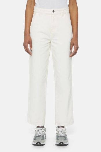 Pantaloni in tela di cotone donna Bianco