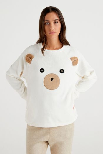 Women's sweater with teddy bear embroidery