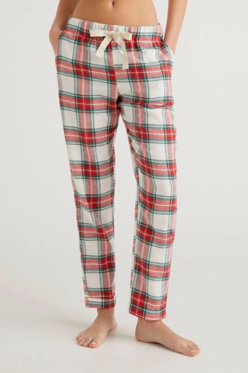 Women's flannel checked trousers