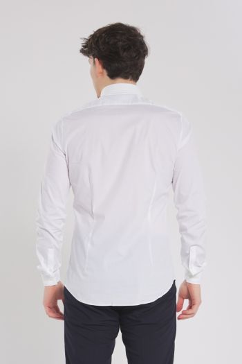 Camicia elasticizzata in popeline extra slim uomo Bianco