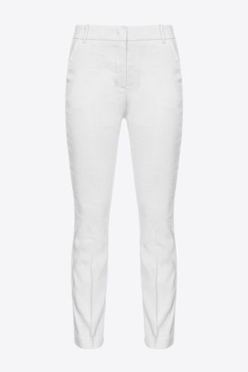 Pantaloni cigarette-fit lino stretch donna Bianco