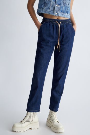 Eco-sustainable denim joggers for women