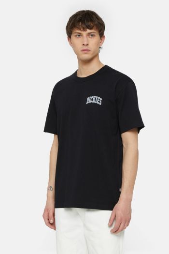 T-Shirt Aitkin con Logo sul Petto a Maniche Corte uomo Nero