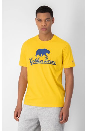 T-shirt in cotone con logo college uomo Giallo