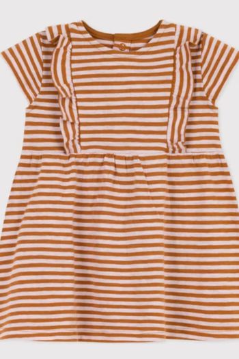 Short-sleeved striped dress for girls