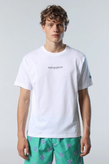 T-shirt con stampa lettering uomo Bianco