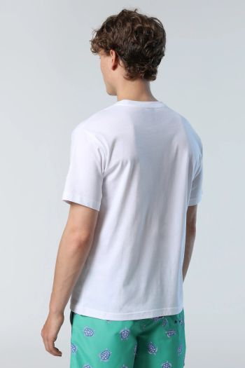 T-shirt con stampa lettering uomo Bianco