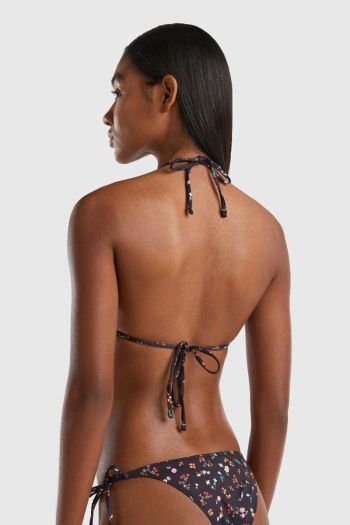 Bikini top con stampa a fiori donna Nero