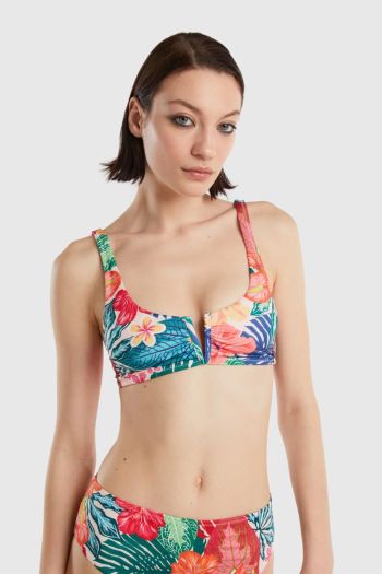Beach brassiere with floral print for women