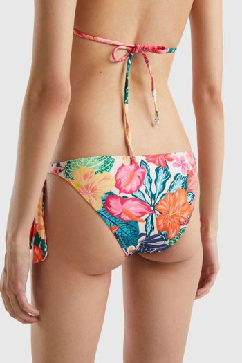 Floral beach briefs with bows for women