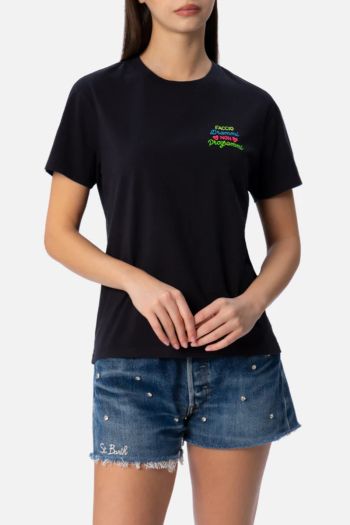 T-shirt con ricamo donna Nero