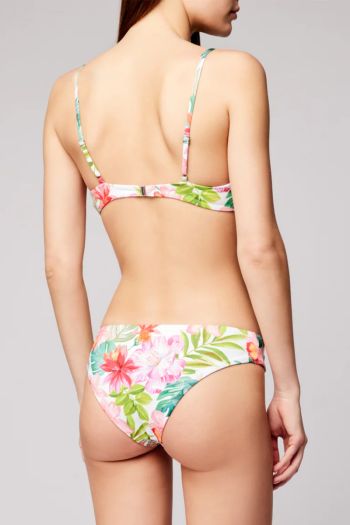 Bandeau bikini with tropical print for women