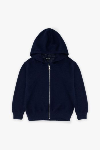 Monochrome sweatshirt with hood and zip closure for boys