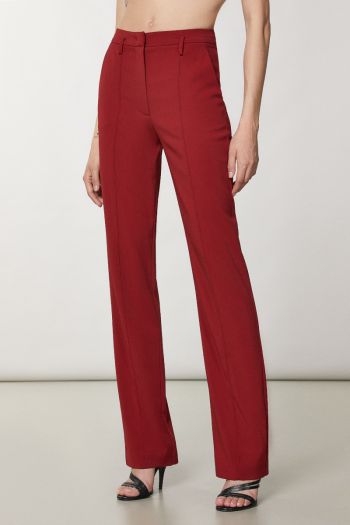 Pantaloni in crêpe donna Rosso