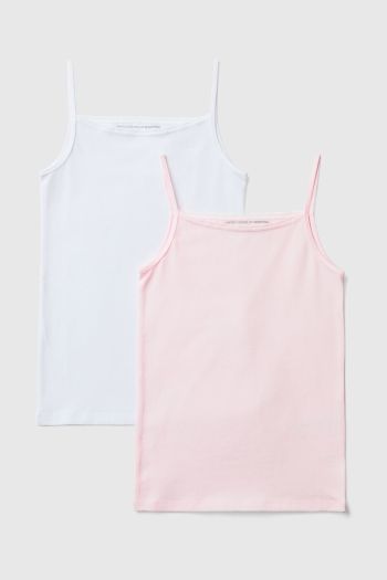 Two girls' stretch cotton tank tops