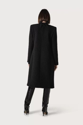 Women's boucle' coat with feathers