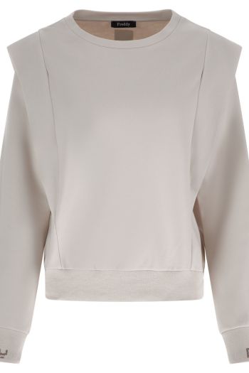 Milano stitch sweater with logoed inserts and cuffs Woman