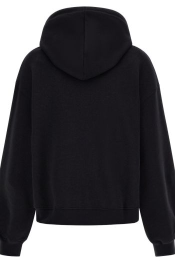 Comfort fit sweatshirt with hood and print on the bottom Woman