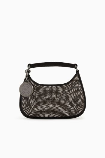 Women's satin hobo mini bag with rhinestones