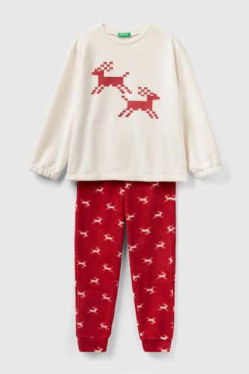 Girl's fleece reindeer pajamas