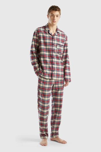 Men's flannel tartan pajamas