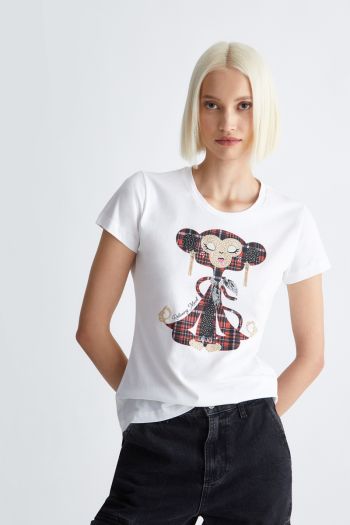 T-shirt con stampa Monkey donna Bianco