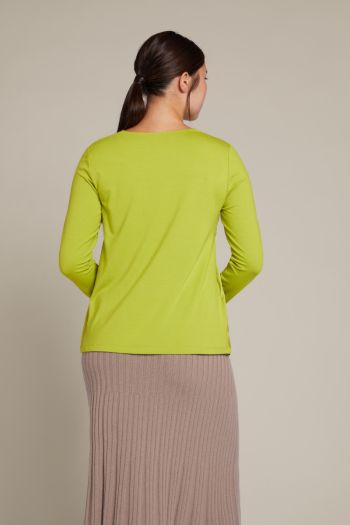 Camicia in due tessuti di eco viscosa donna Verde